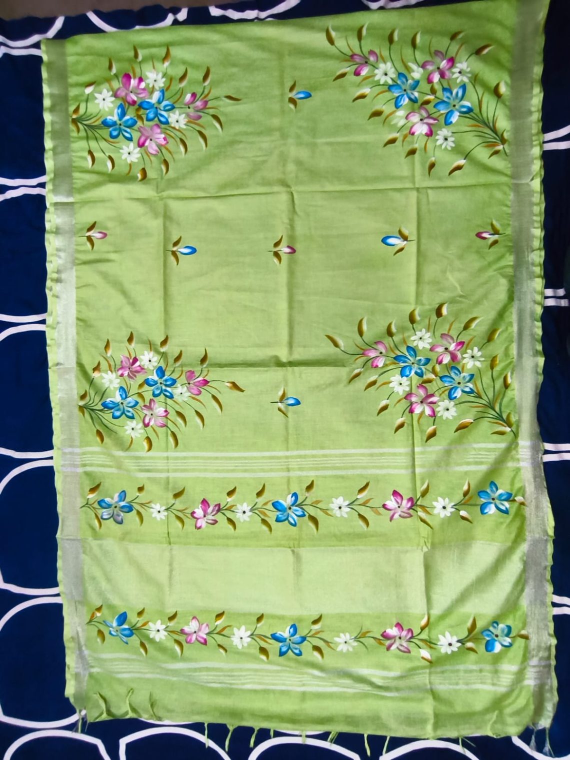 Cotton Slub Brush Paint Saree